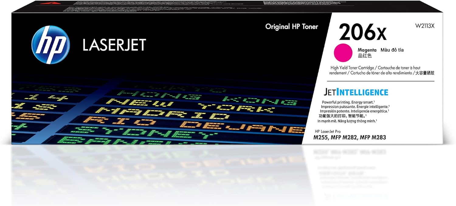 HP 206X Magenta High-yield Toner Cartridge | Works with HP Color LaserJet Pro M255, HP Color LaserJet Pro MFP M282, M283 Series | W2113X