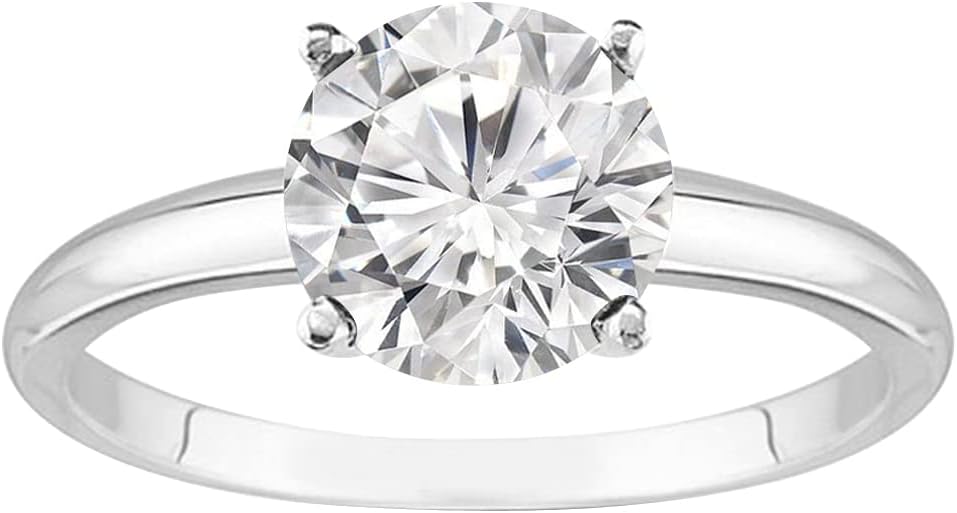 18K White Gold 2.5 Carat Lab Grown 4 Prong Solitaire Round Cut IGI CERTIFIED Diamond Engagement Ring (2.5 Ct,H-I Color VS1-VS2 Clarity)