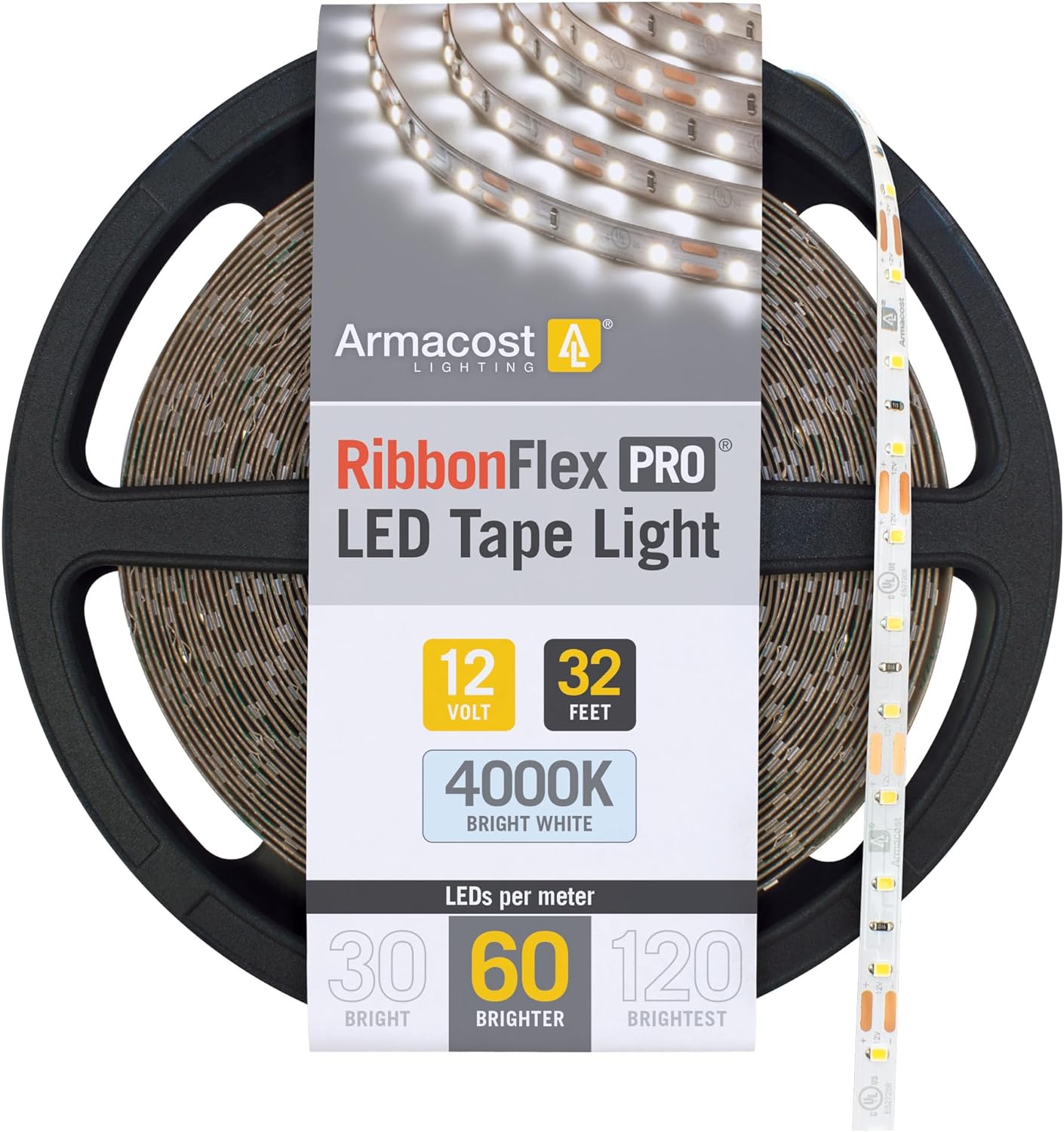 Armacost Lighting 152250 RibbonFlex Pro Series 60 LED Strip Light, 32.8 ft, 4000K, LED Lights