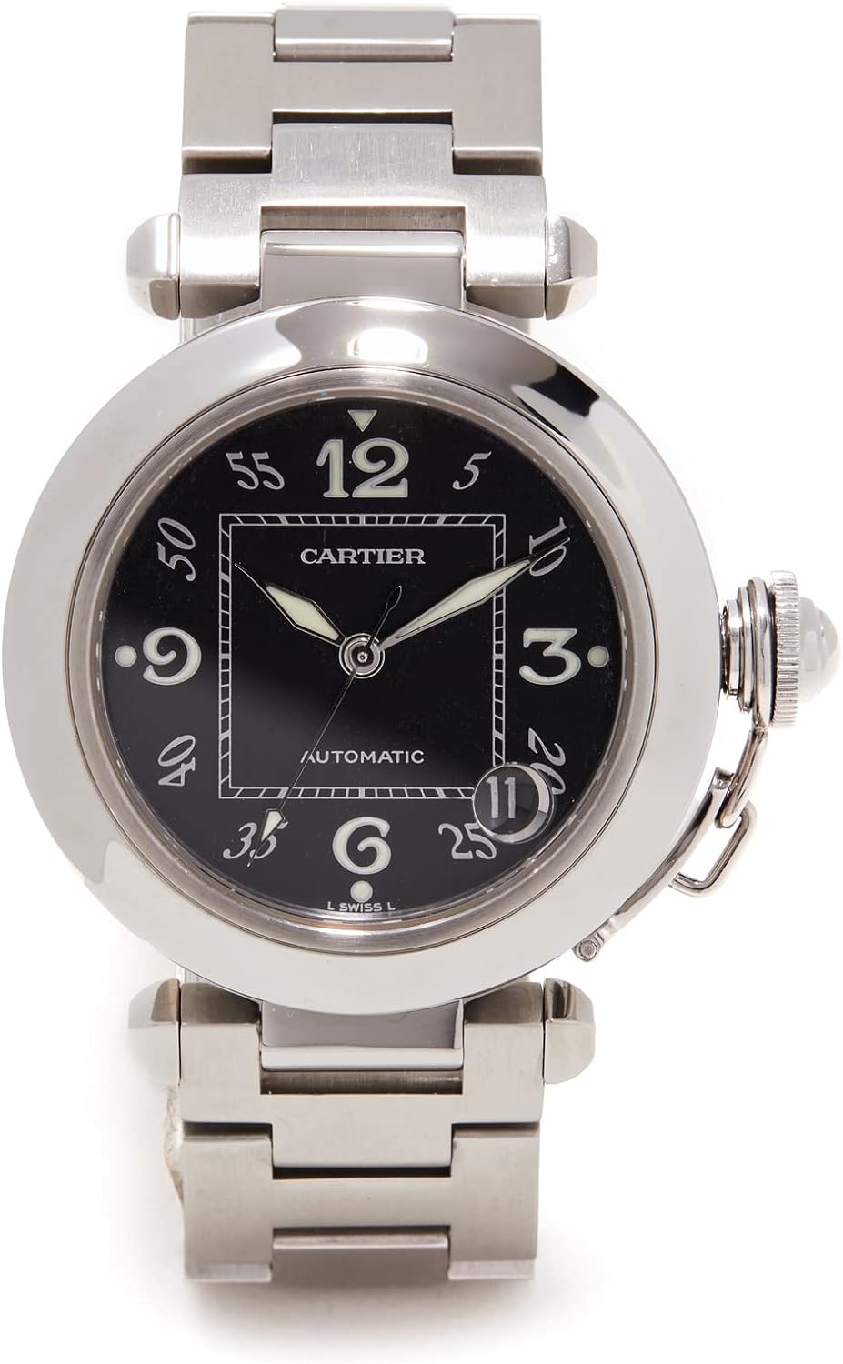 Women's 39mm Pasha Cartier Stainless Steel Watch, Silver/Black, One Size