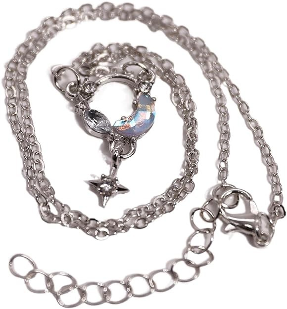Moon Design Necklace, Stylish Platinum Necklaces for Women, Pendant Necklace for Girls Female