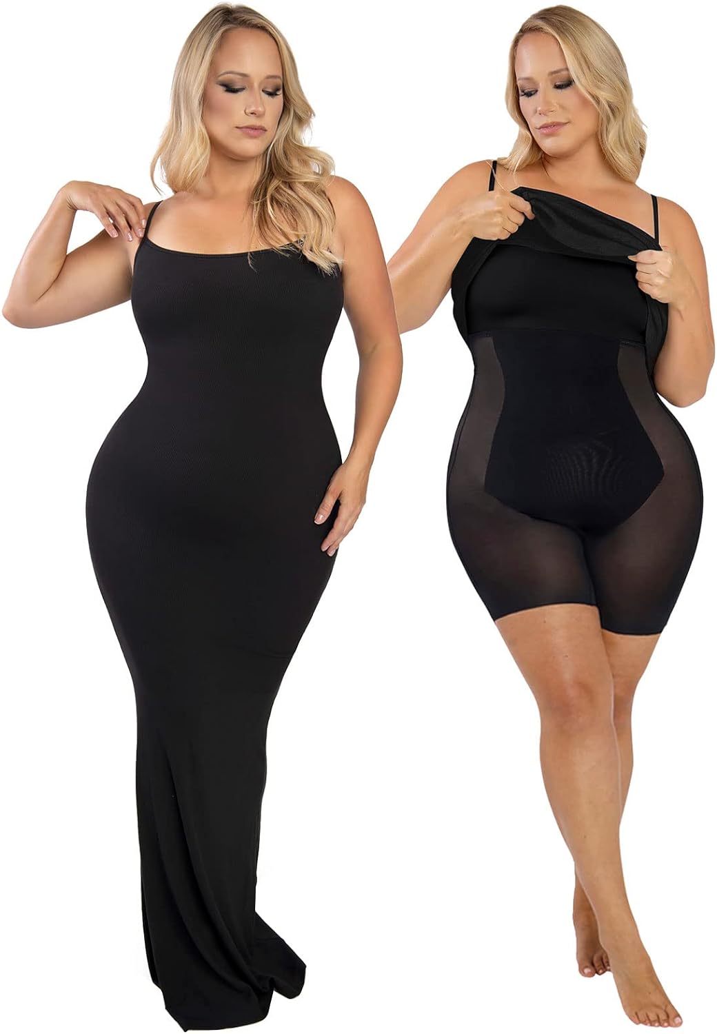 Popilush The Shapewear Dress Womens Summer Long Dresses Built-in Bra Slip Bodycon Maxi Dress with Adjustable Straps
