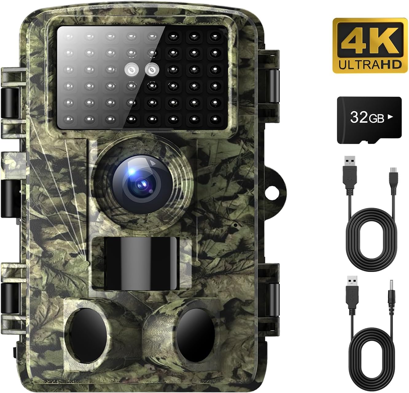 Trail Camera - 4K 48MP Game Camera with Night Vision, 0.05s Trigger Motion Activated Hunting Camera, IP66 Waterproof, 130 Wide-Angle with 46pcs No Glow Infrared LEDs for Outdoor Wildlife