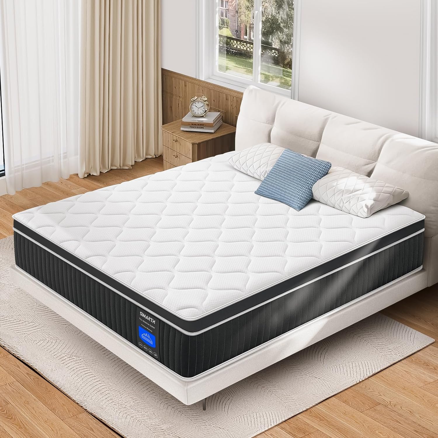 Queen Mattress 12 Inch, Queen Size Hybrid Mattresses in a Box, Memory Foam Queen Mattress Made of Individually Pocketed Springs for Support and Pressure Relief, Medium Firm