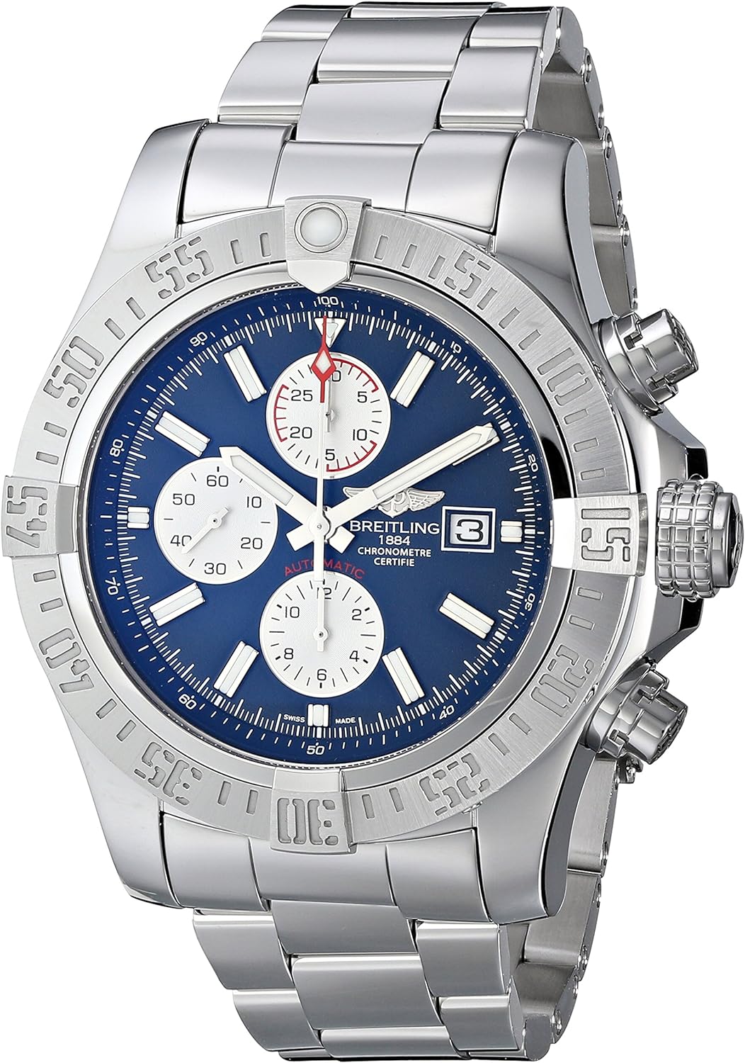 Breitling Men's BTA1337111-C871SS Super Avenger II Analog Display Swiss Automatic Silver Watch