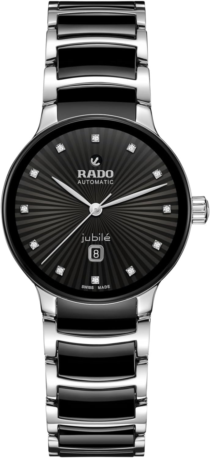 Rado Centrix Automatic Diamonds with Black Dial and Date Display with Swiss Automatic Movement