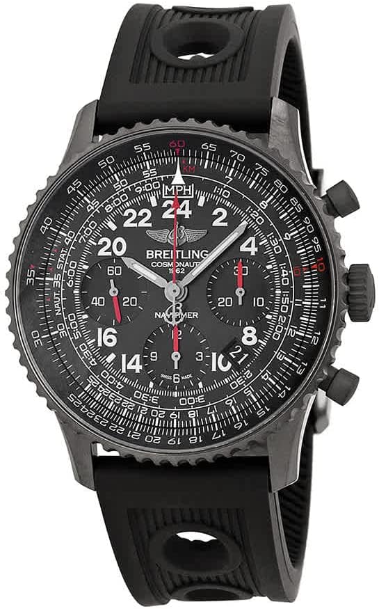 Breitling Navitimer Cosmonaute Black Dial Black Rubber Mens Watch MB0210B6-BC79BKOR