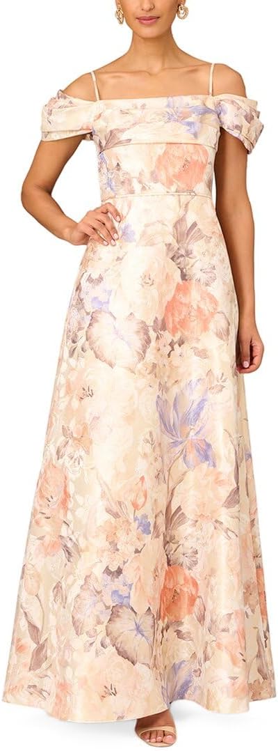 Women's Off Shoulder Pleated Bodice Gown