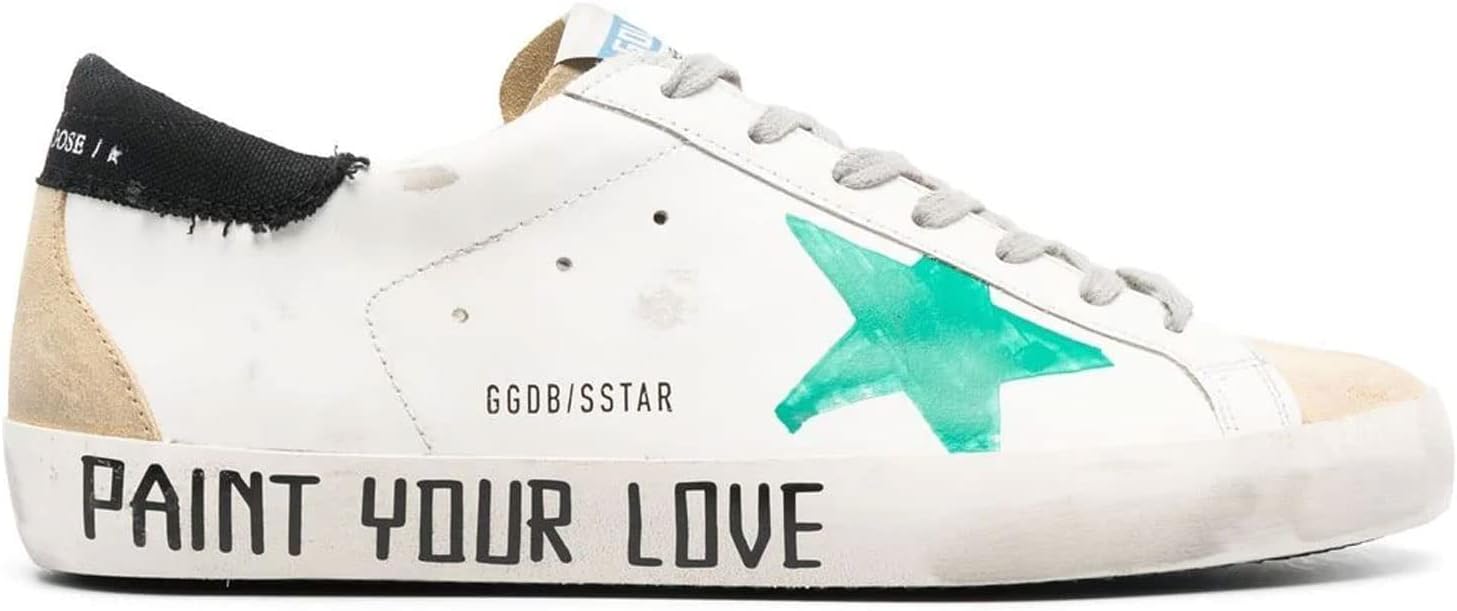 Golden Goose Super-Star Leather Upper Serigraph Star Suede Spur Canvas Heel Serigraph Mens Sneakers