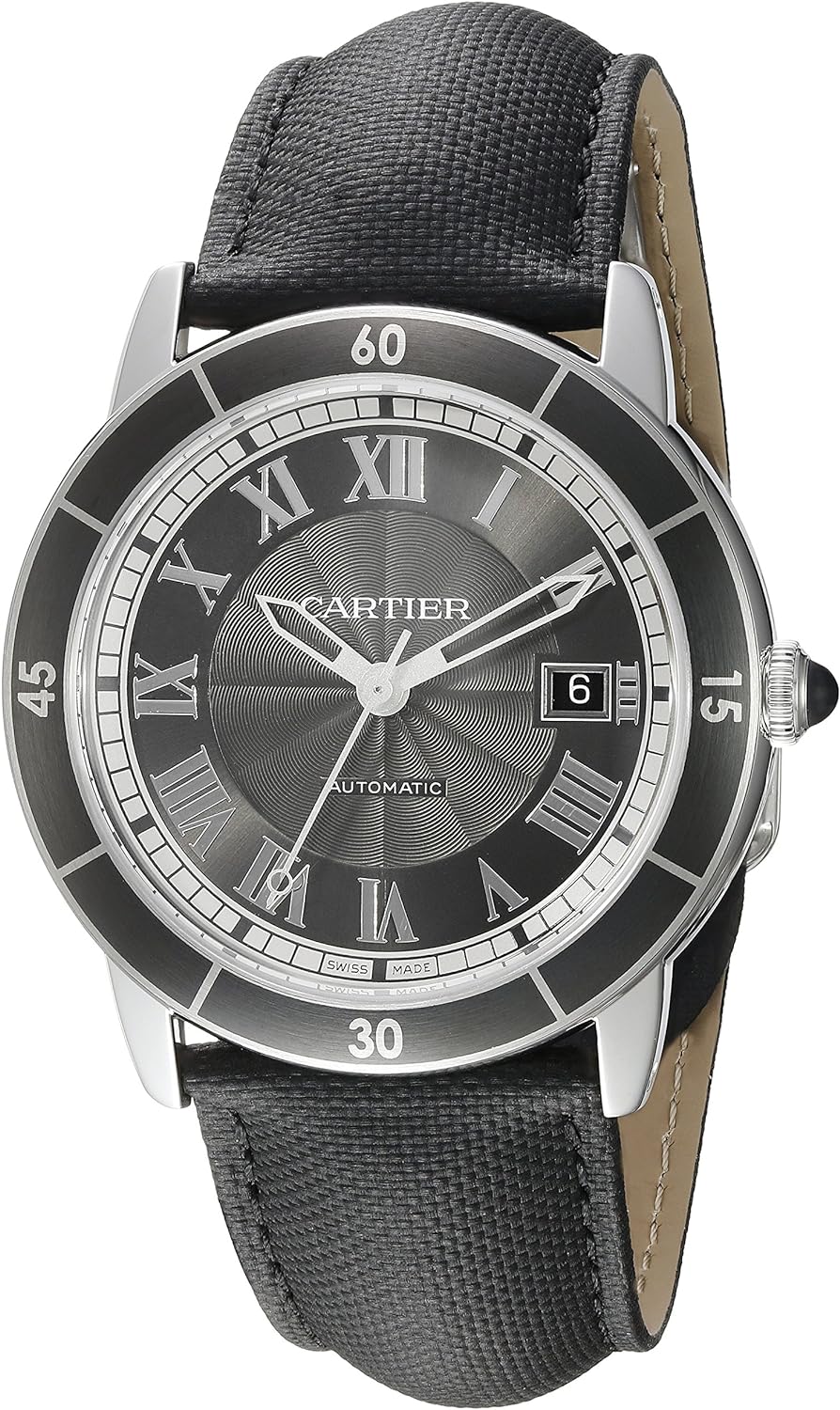 Cartier Men's 'Croisiere' Automatic Stainless Steel and Leather Casual Watch, Color:Black (Model: WSRN0003)