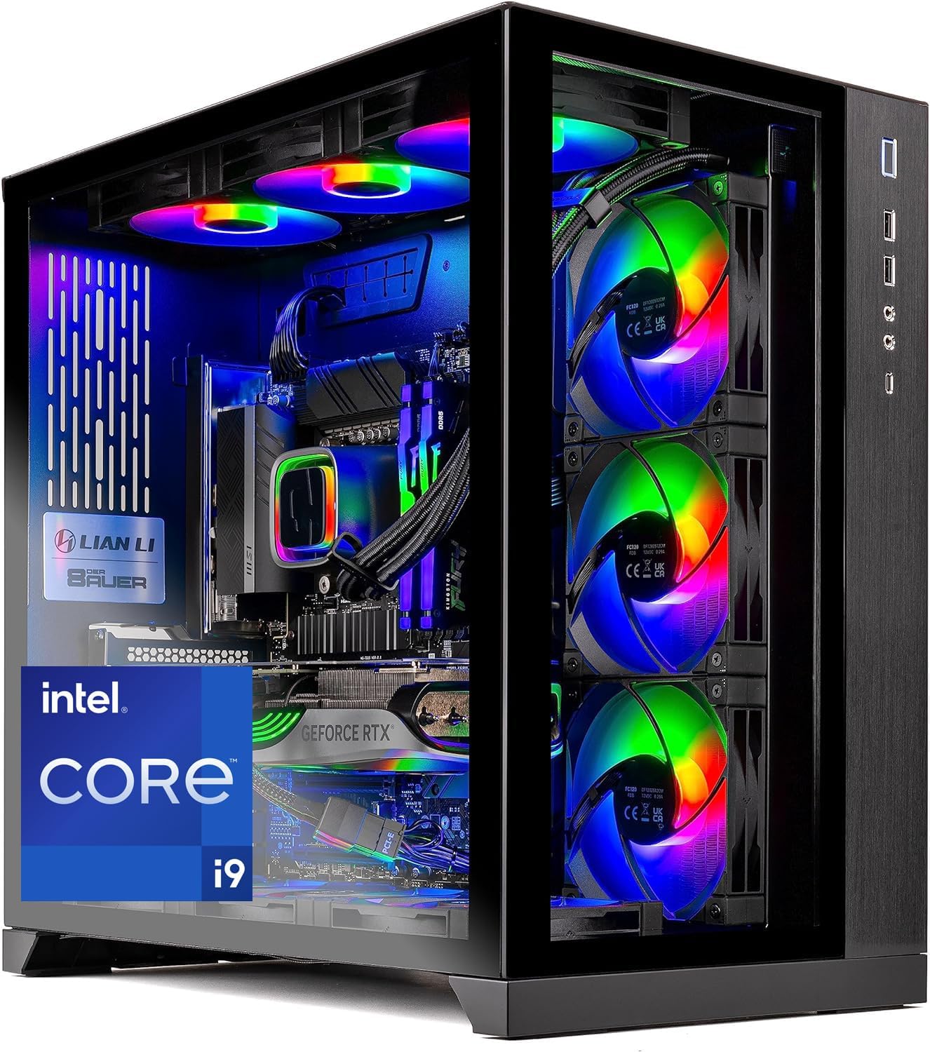 Skytech Gaming Prism II Lian Li O11 PC Desktop – Intel Core i9 13900K 3.0 GHz, NVIDIA RTX 4070 Ti, 1TB NVME Gen4 SSD, 32GB DDR5 RAM RGB, 1000W Gold PSU, 360mm AIO, 11AC Wi-Fi, Windows 11 Home 64-bit