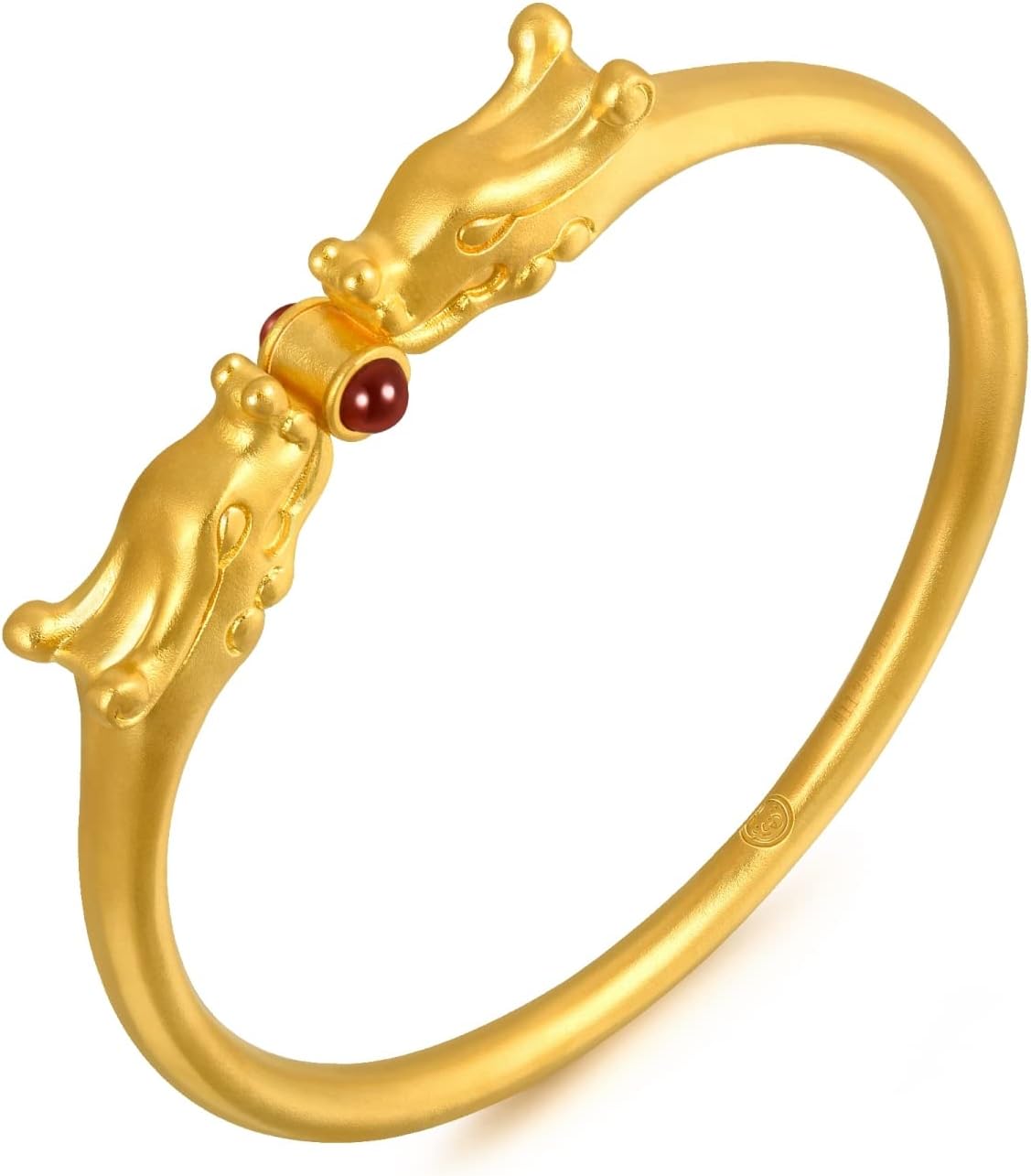 CHOW SANG SANG Cultural Blessings 999.9 24K Solid Gold Price-by-Weight Gold Dragon Phoenix with Red Agate Bead Bangle for Women and Men 92316K 92643K