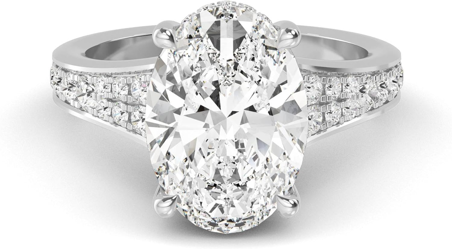 1-5 Carat (ctw) White Gold Oval,Round Cut LAB GROWN Diamond Vintage Engagement Ring (Color D-E Clarity VS1-VS2)