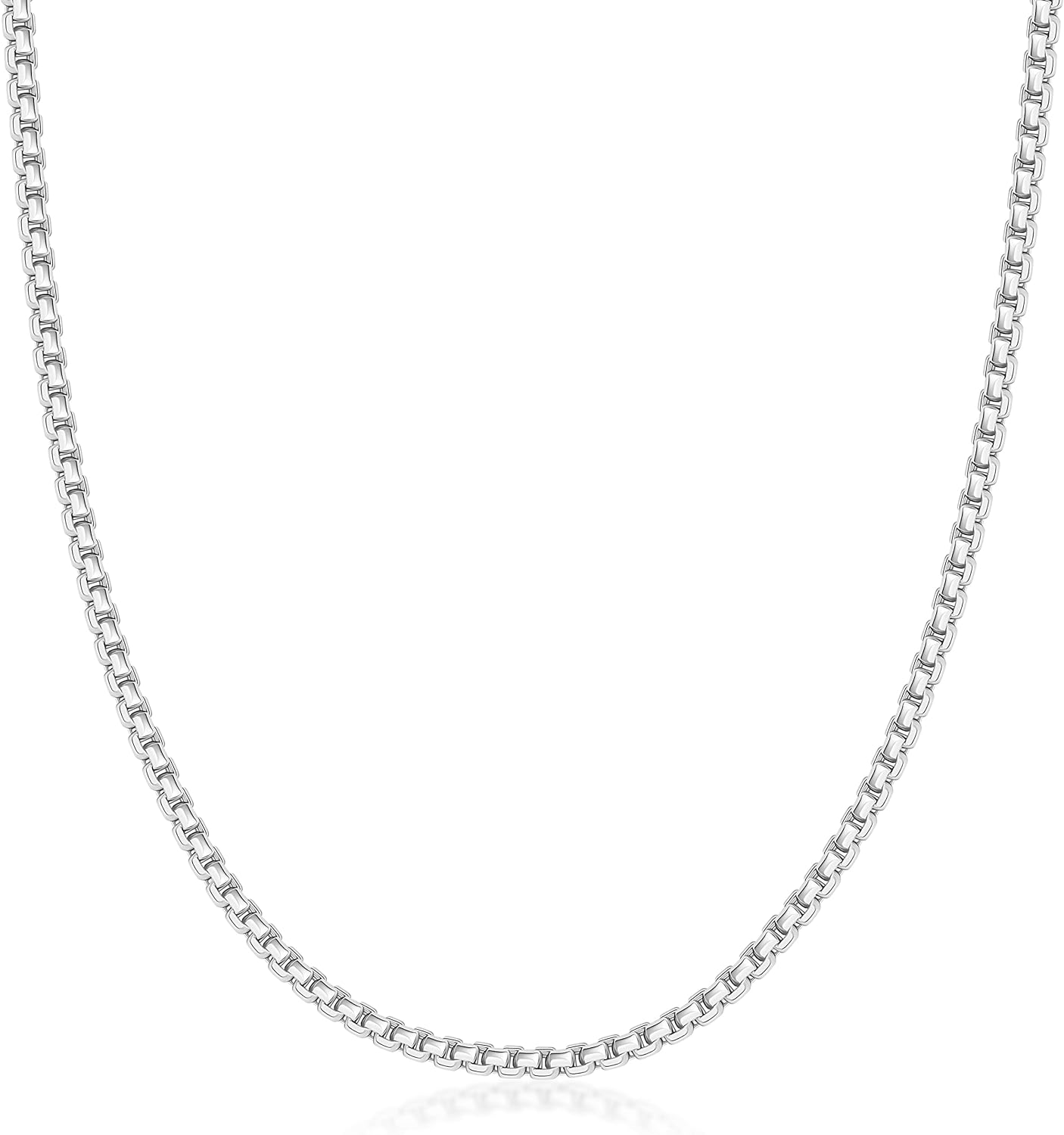PORI JEWELERS 14K Gold 1.8MM, 2.5MM, or 3.5MM Round Box Chain Necklace -16"-30" Yellow or White Gold- For Men and Women