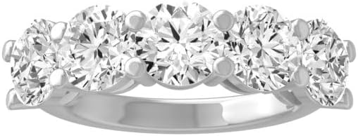 1/2 Carat - 5 Carat Lab Grown Diamond Five-Stone Band Ring for Women |14K Solid White or Yellow Gold Anniversary Wedding Band Ring | D-E color and VS clarity |