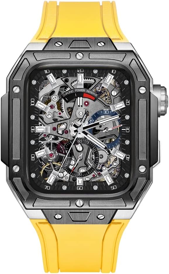 Stainless Steel Case For Apple Watch 44mm Rubber Watch Band For iWatch 6 5 4 SE Luxury Bezel Conversion Kit