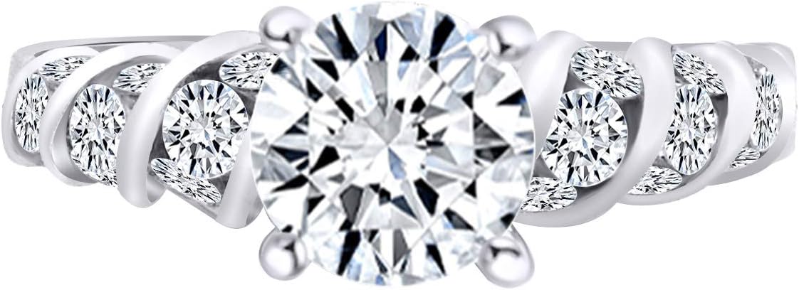 AFFY 1/2 Carat White Natural Diamond Semi Mount Halo Engagement Ring 14k Solid Gold (0.50Cttw) No Centre Stone