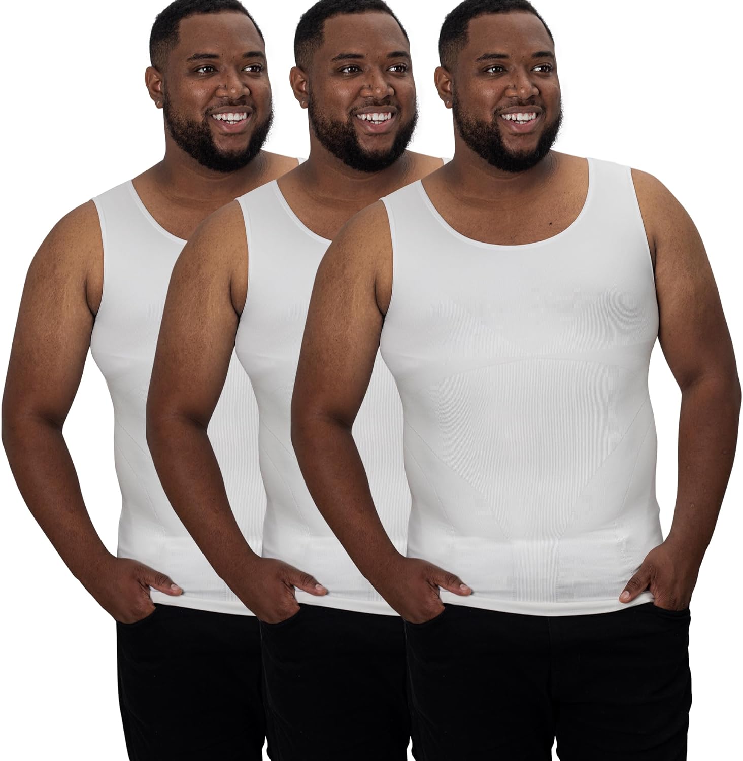 QORE LOGIQ Gynecomastia Compression Shirt Men - Slimming Undershirt for Mens Shapewear, Body Shaper Compression Tank Top