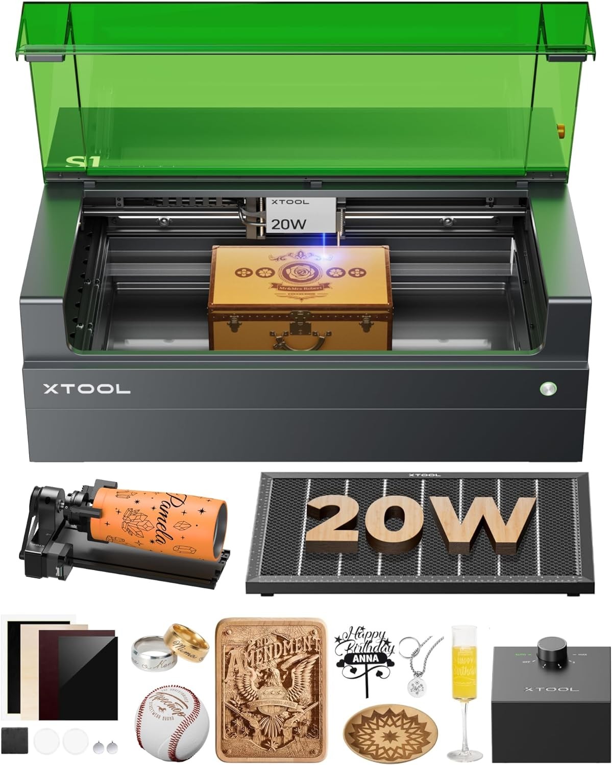 xTool S1 Class 1 Laser Engraving Machine 20W (20,000mW) Laser Cutting Machine