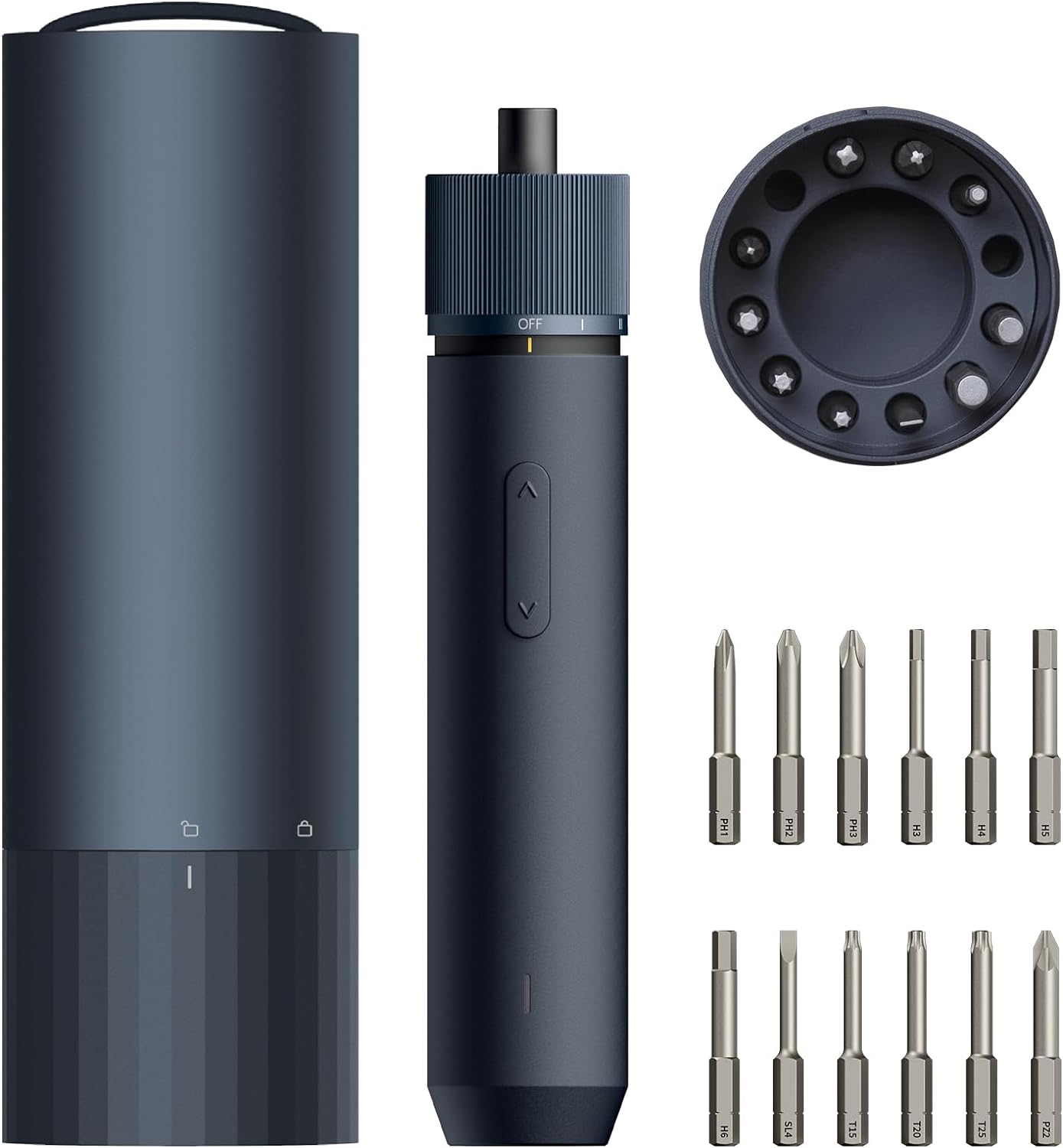 HOTO Electric Screwdriver Rechargeable, 3.6V Cordless Screwdriver Set USB-C, 3 Torque Settings, 1500mAh Battery, LED Light &amp; 12 S2 Metal Bits for Furniture/Electrical Repairs