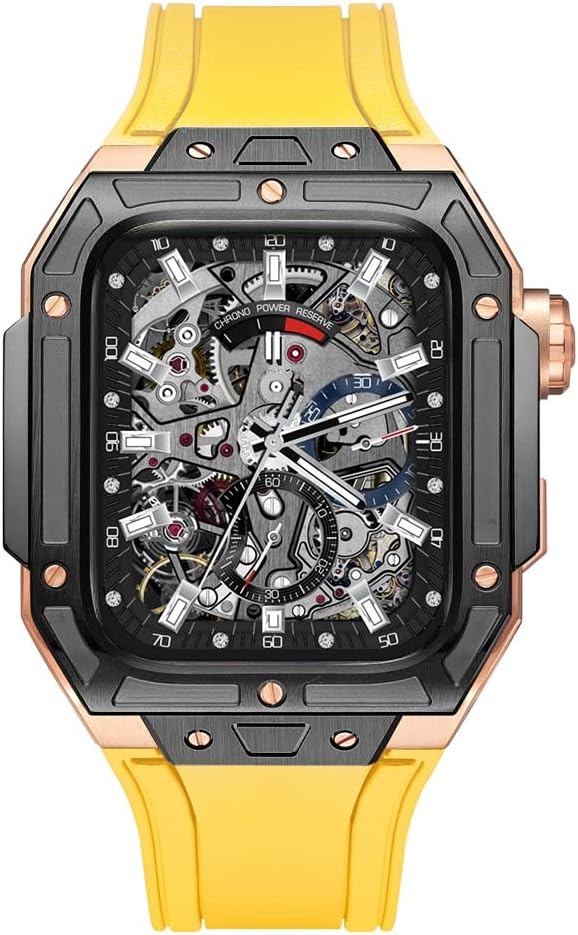 Luxury Metal Watch Case+Strap For Apple Watch Band Series 6 5 4 SE 44mm Stainless Steel Strap Rubber Bracelet for IWatch 6 5 4 SE 44mm Series