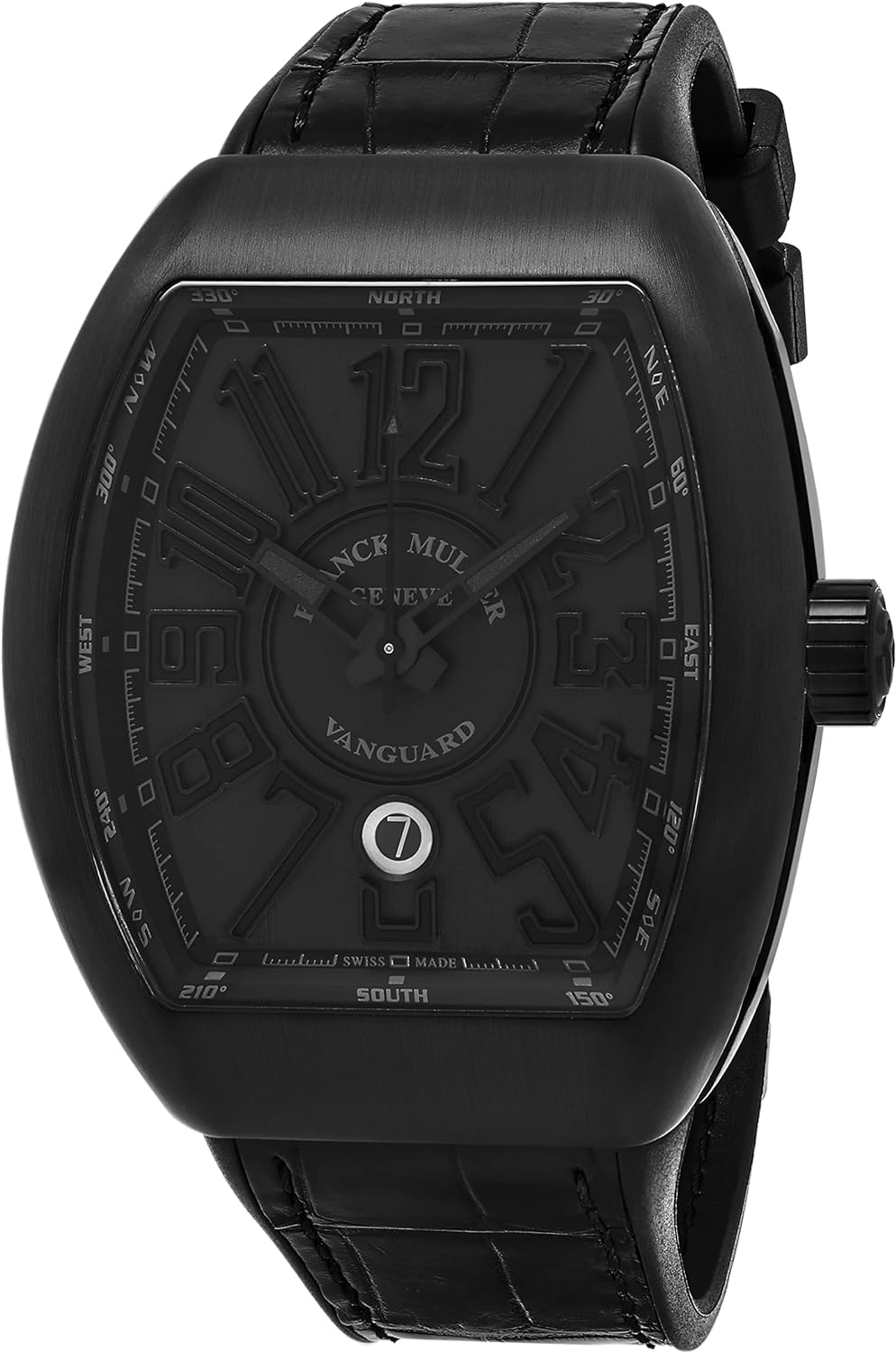 Franck Muller Vanguard Mens Black Face Automatic Date Black Rubber Strap Swiss Watch V 45 SC DFTT NR BR NR