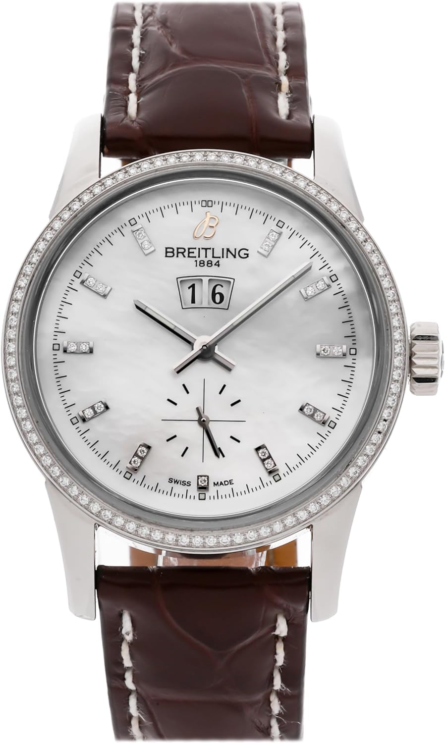 Breitling Transocean Automatic Mother of Pearl, White Dial Watch A1631053/A765 (Pre-Owned), brown