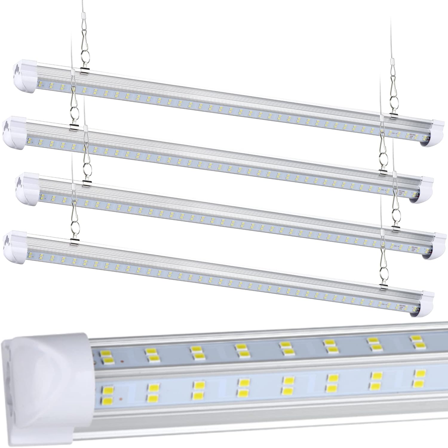 10-Pack,8FT LED Shop Light,110W 5000K Daylight 18000LM Super Bright T8 Integrated Fixture V-Shape 4 Rows Linkable Tube Lights for Garage,Warehouse, Barn ,Hanging or Surface Mount, Plug and Play