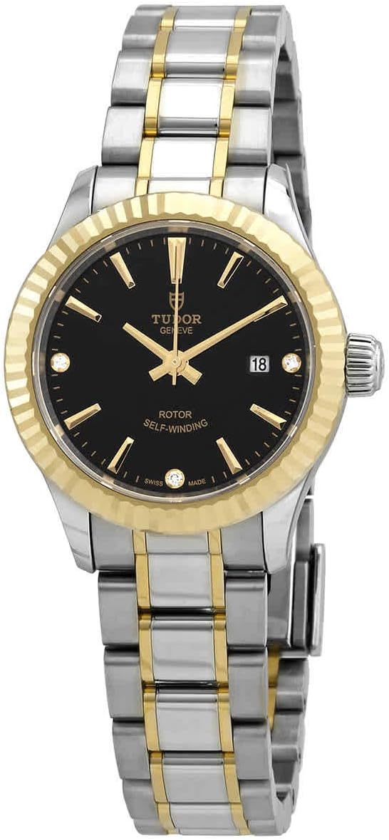 Tudor Style Automatic Diamond Black Dial Ladies 28 mm Watch m12113-0011