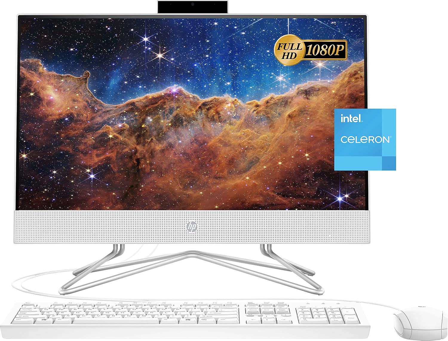 HP 2022 Newest All-in-One Desktop, 21.5" FHD Display, Intel Celeron J4025 Processor, 8GB RAM, 256GB PCIe SSD, Webcam, WiFi, HDMI, RJ-45, Wired Keyboard&amp;Mouse, Windows 11 Home, White