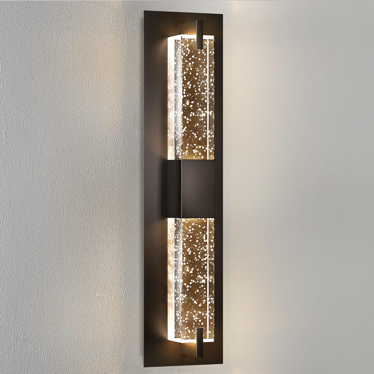 WOSHITU Black Wall Sconce Light - Dimmable LED Sconces Wall Lighting W/Bubble Crystal,19'' Modern Indoor Wall Lights for Living Room Bedroom Hallway Bathroom,3000K,ETL Listed