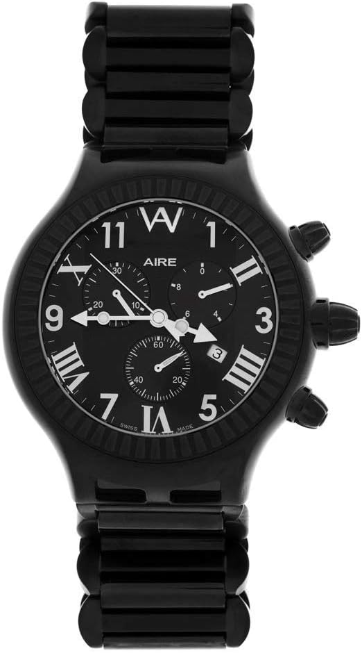 Aire Parlay Swiss Made Chronograph Quartz Over-Sized Black Watch