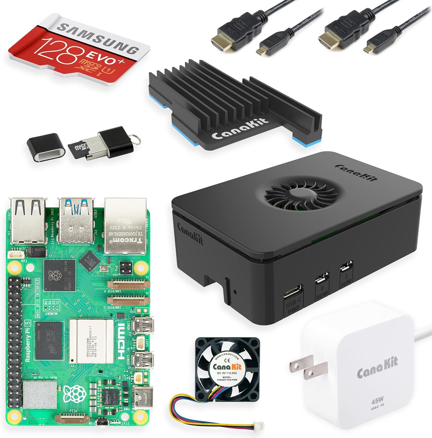 CanaKit Raspberry Pi 5 Starter Kit PRO - Turbine Black (128GB Edition) (8GB RAM)