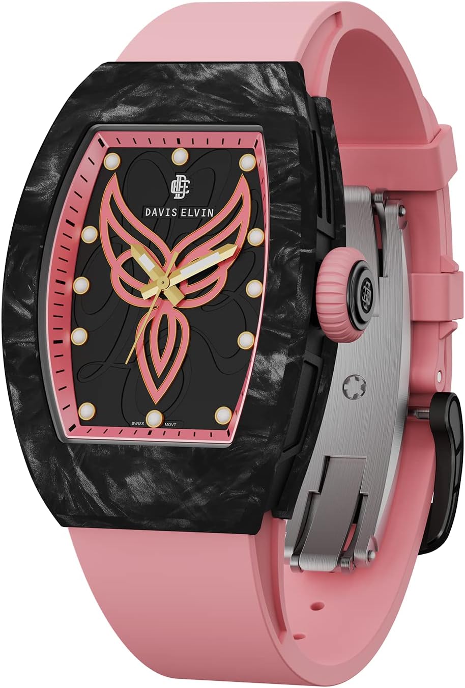 Amazing Birthday Gift Surprise for Women Global Popular Original Watch Women's Wristwatch Tonneau Design Wristwatch Swiss Quartz Movement Watch Carbon Fiber Elegant Women's Watch-ES01-3