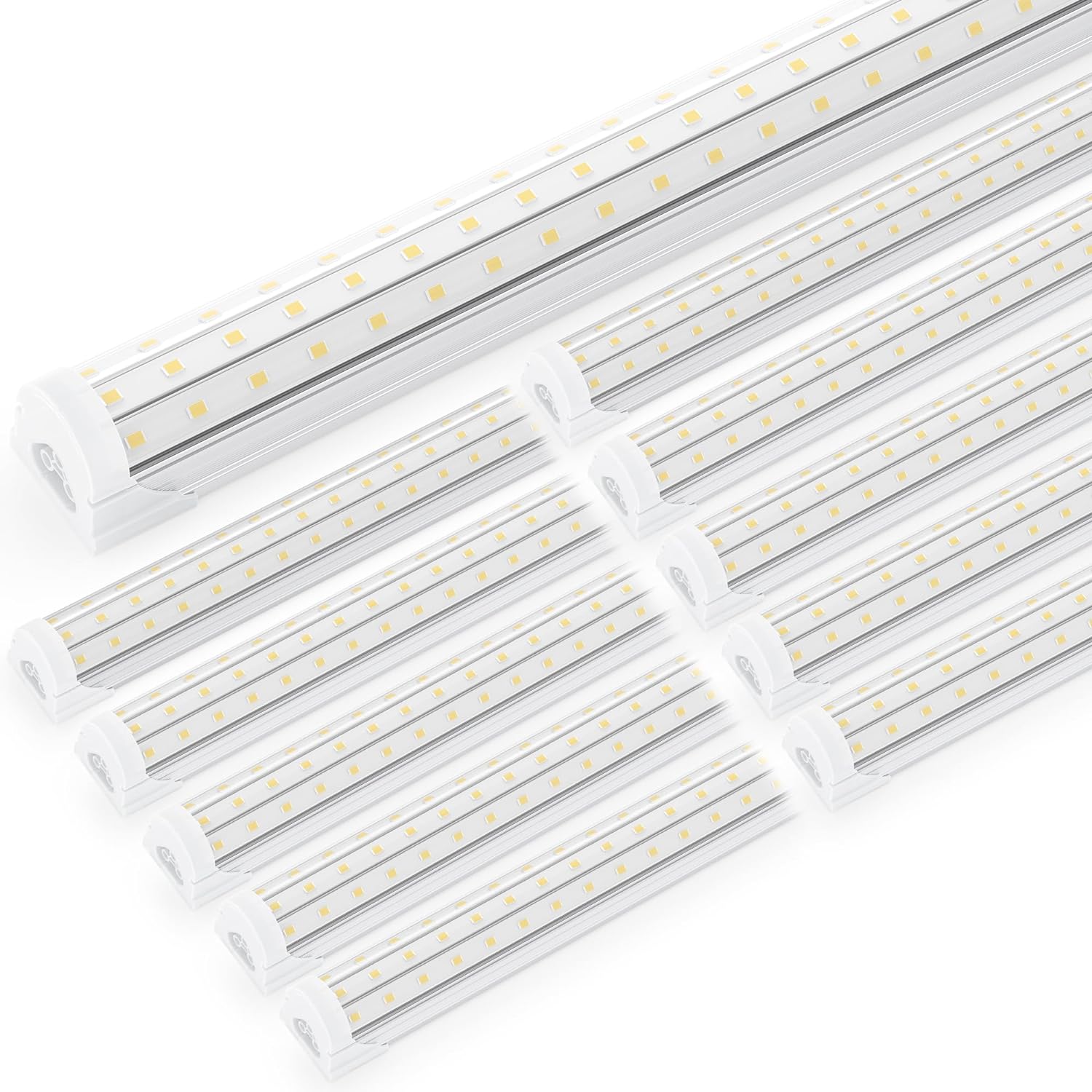 Ensenior 10 Pack 4 FT Led Shop Lights, 6000K Clear White, 5000LM Super Bright, 36W Equivalency 468W, Commercial Bay Lighting, U-Shaped Linkable Shop Lights Plug in for Garage, Workshop, FCC Certified