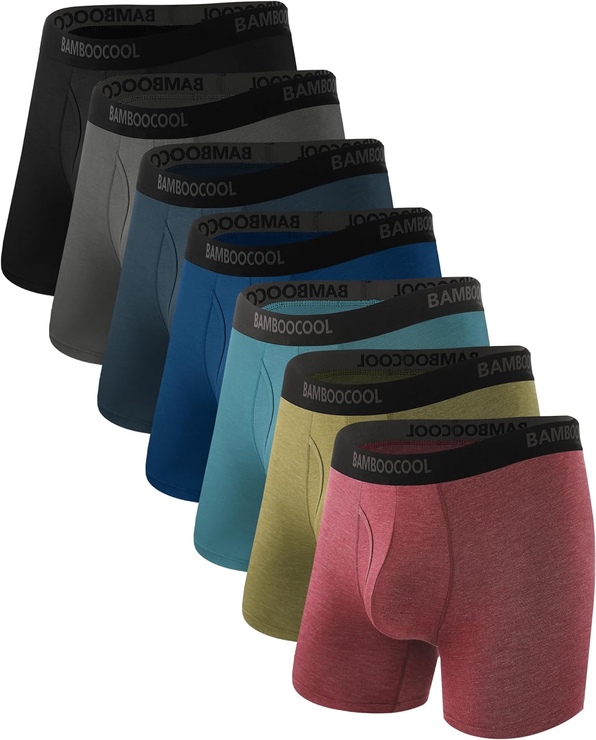 BAMBOO COOL Mens Boxer Briefs 3D-Pouch Soft Breathable Multiple Colors Underwear for Men 7 Pack