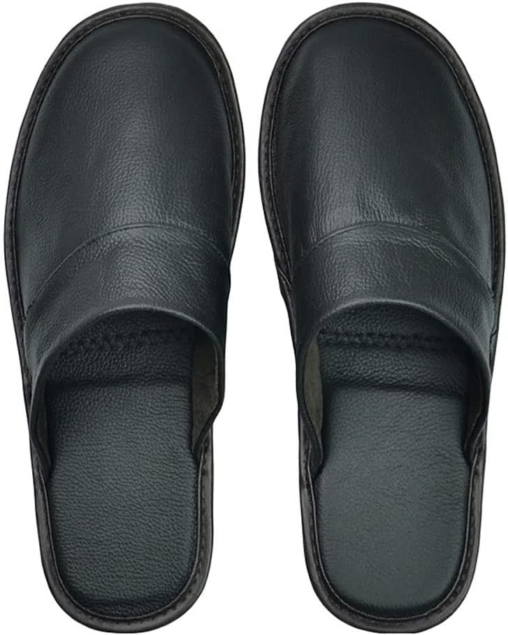 Mens Genuine Leather Slippers Non Slip Home Bedroom Shoes House Slipper Comfy Indoor Outdoor Shoes Slippers Unisex (Color : A, Size : 43/44)