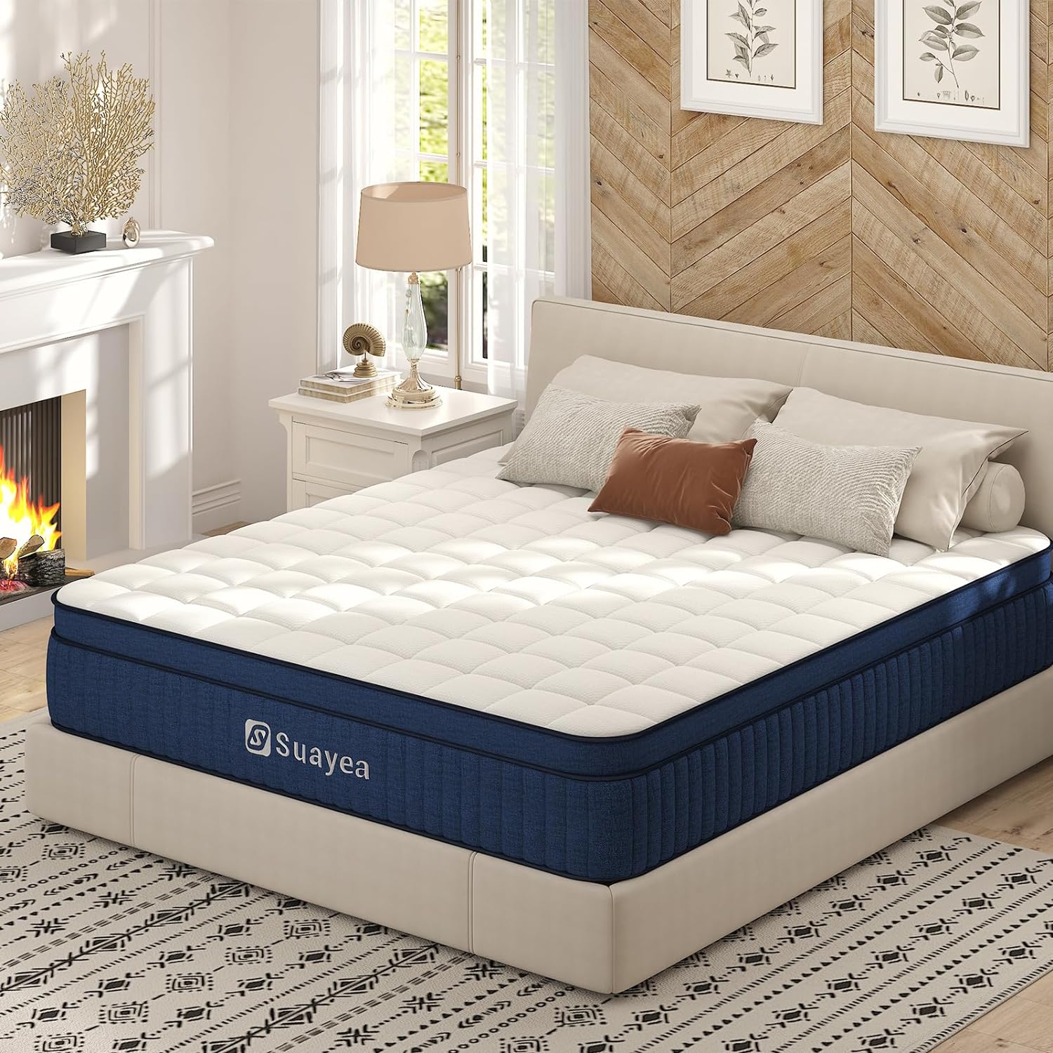 King Mattress 12 Inch, King Size Mattress in a Box, Strengthen Hybrid Mattress King Size, Ultimate Motion Isolation with Memory Foam and Pocket Spring, Strong Support, Medium Firm