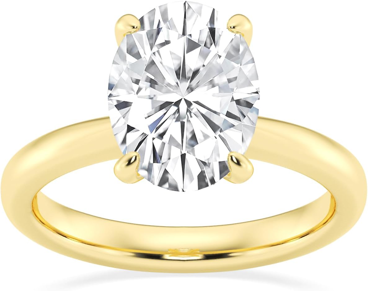 1 Carat to 3 Carat IGI Certified Oval Cut Lab Grown Diamond Solitaire Engagement Ring (F-G, VS2) in 14K Fine Gold | Jewelry for Women | Gift Box Included (White, Yellow, Rose Gold)