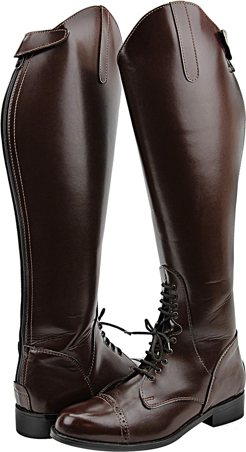 Women Ladies Victory Leather English Field Boots Horse Back Riding Equestrian Brown