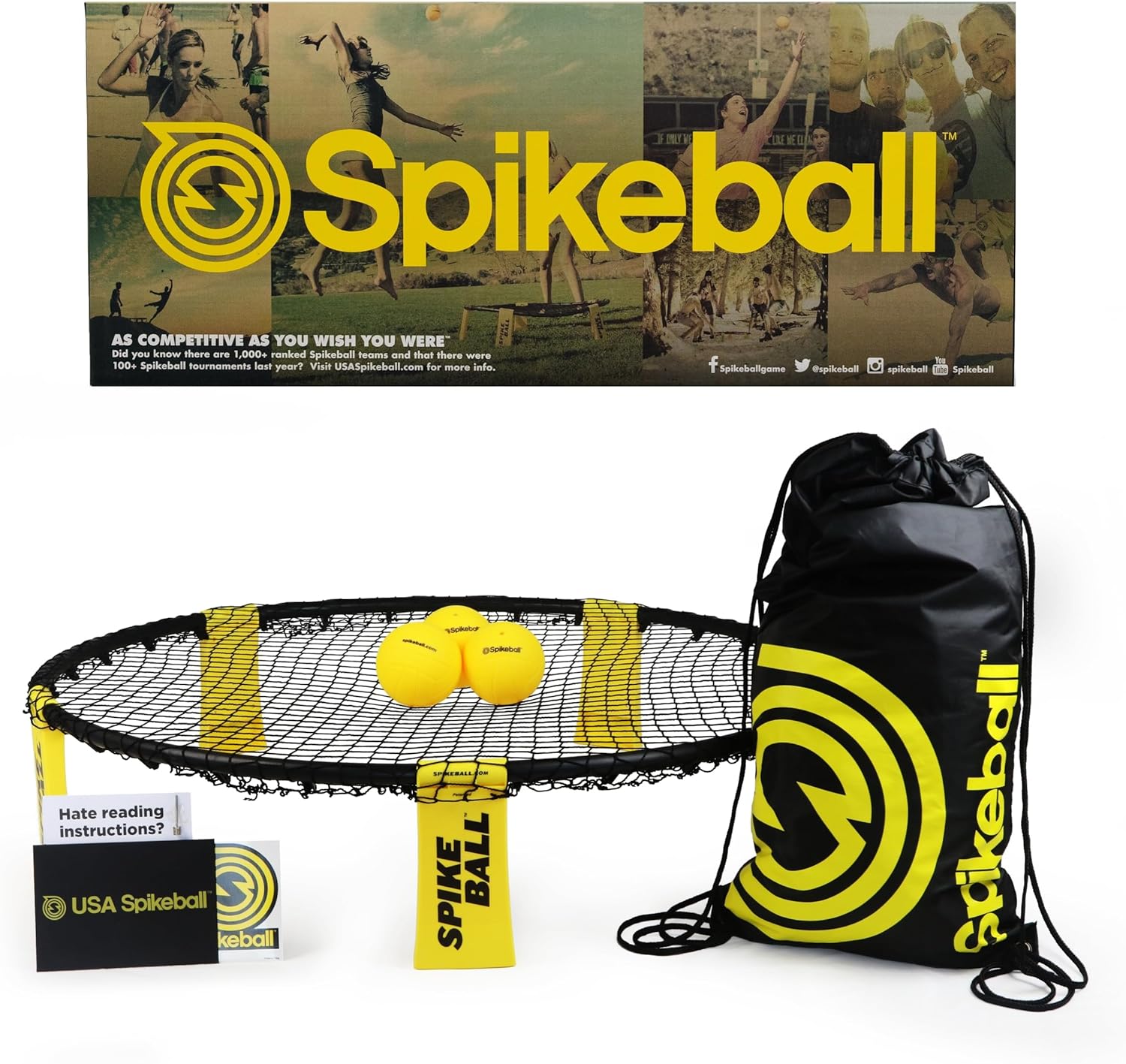 Spikeball 3 Ball Original Roundnet Game Set - Includes 3 Balls, net and Bag