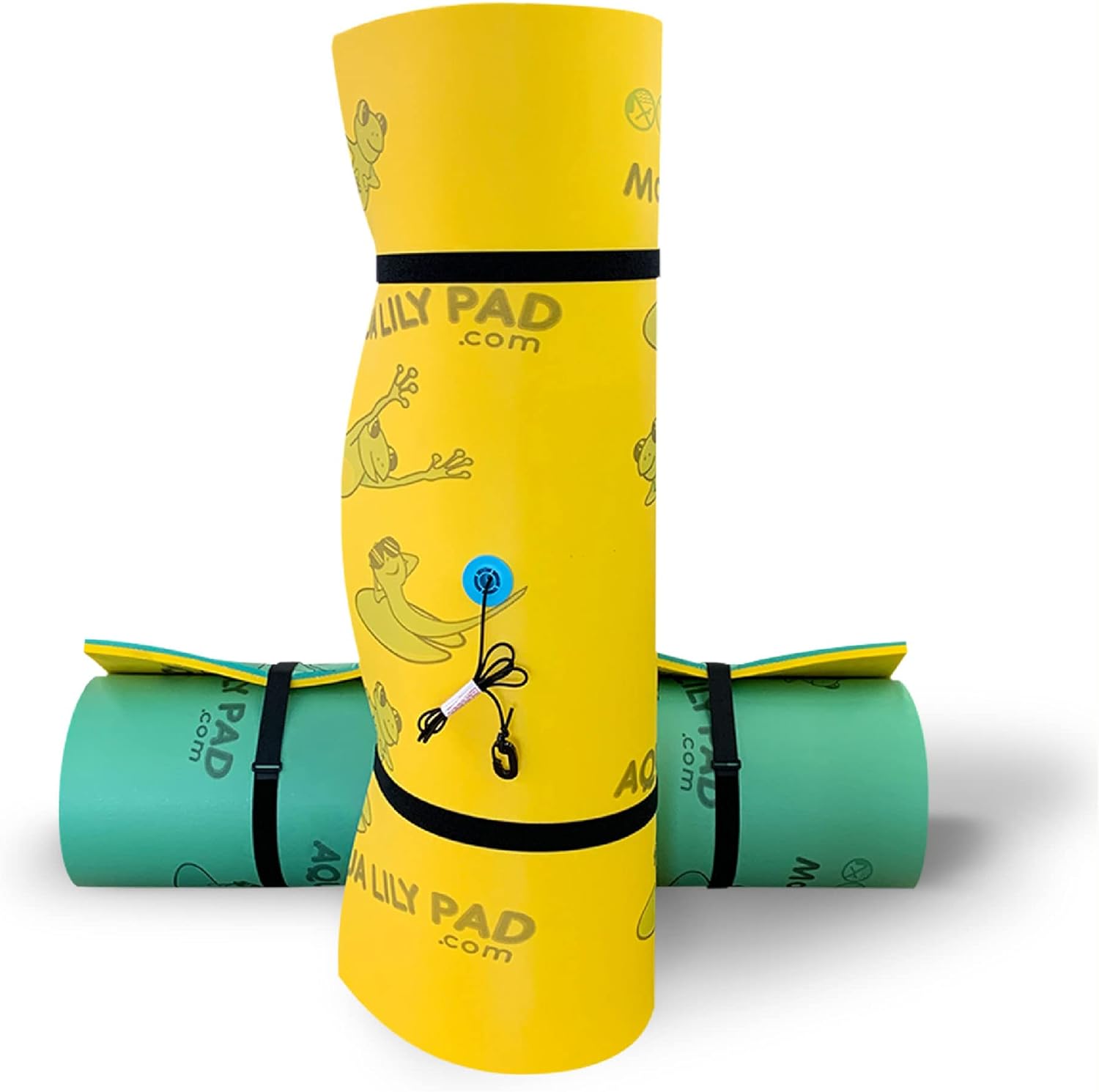 Aqua Lily Pad ALP15 Original Model 15 Foot Water Playground Floating Foam Island Mat with Storage Straps and Pad Protectors, Yellow and Green