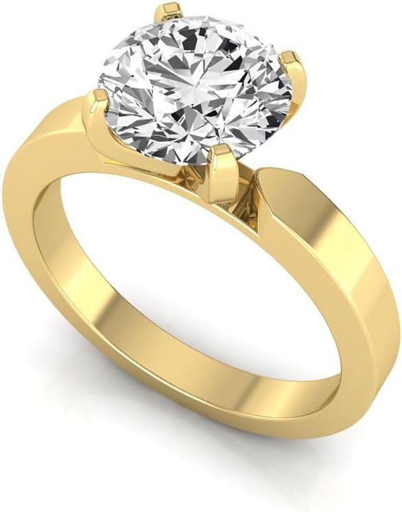 IGI Certified 3 Carat Round Lab Grown Diamond (F, VS1) 14K Gold Four Prong Solitaire Engagement Ring For Womens