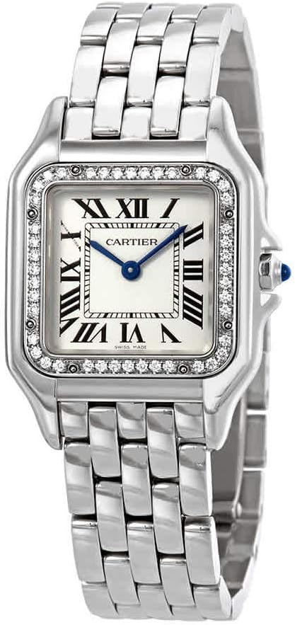 CARTIER Panthere Medium Diamond Silver Dial Ladies Watch W4PN0008