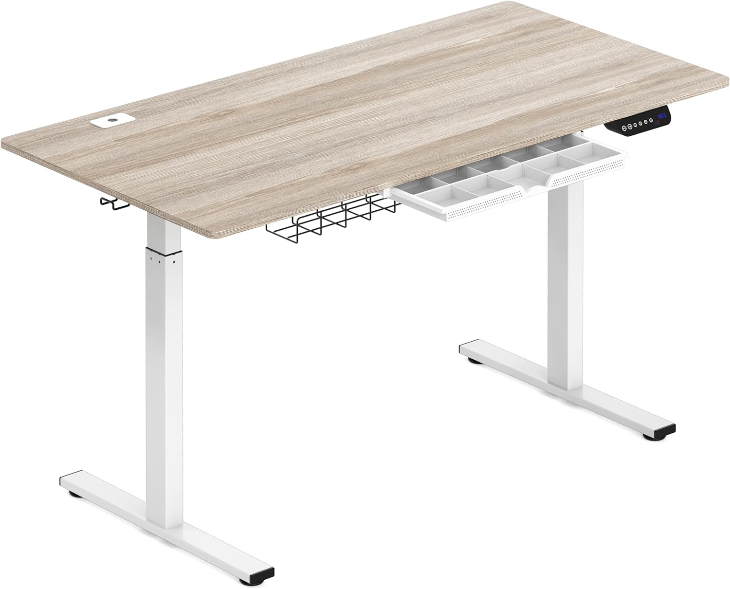 SHW 55-Inch Large Electric Height Adjustable Standing Desk, 55 x 28 Inches, Maple