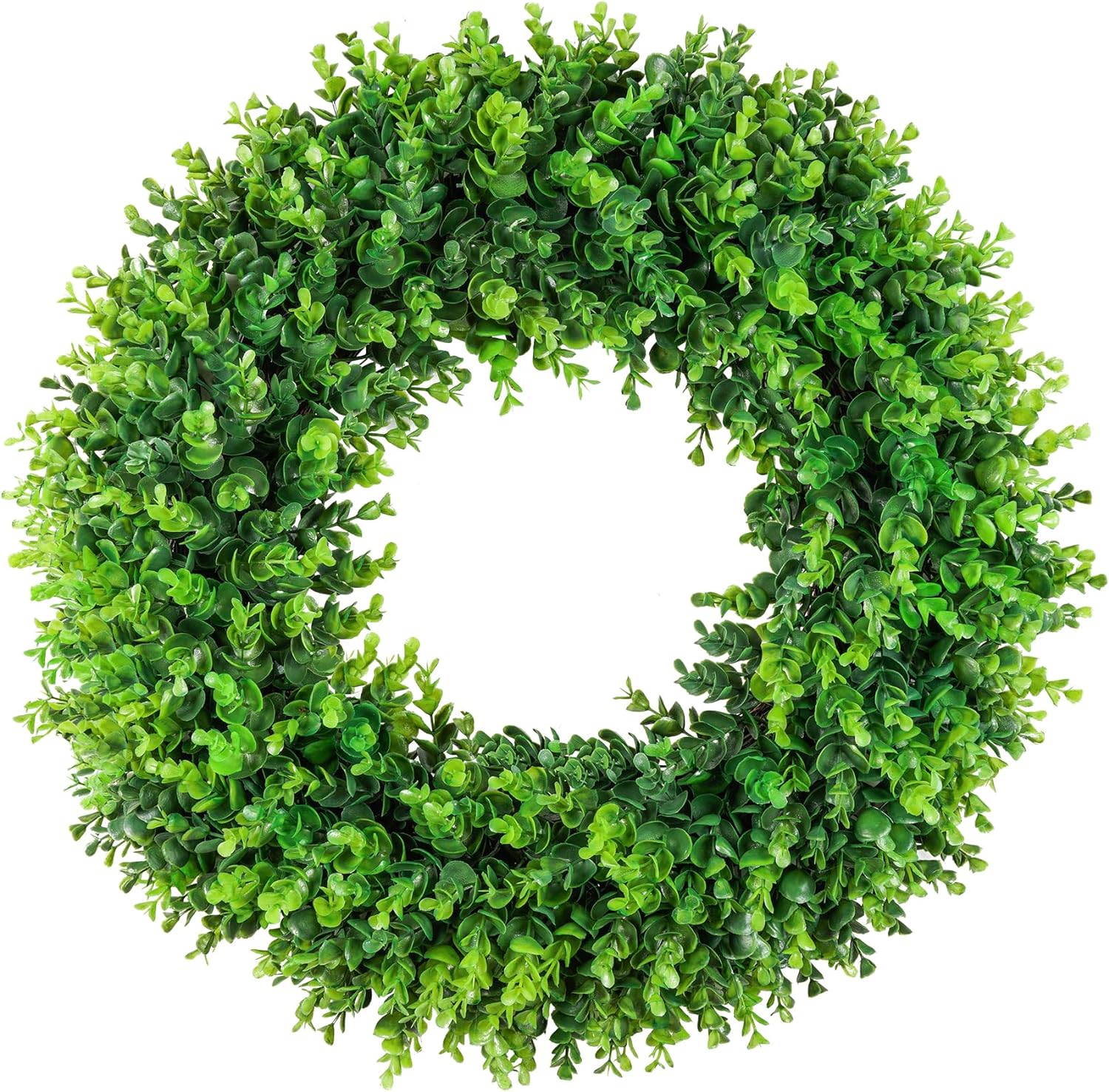 DDHS Large Boxwood Wreath Front Door 24'' Artificial Spring Wreath. Wreaths for Front Door Farmhouse Wedding Green Year Round Indoor Outdoor for Summer Wreath st patrick's day Decoration -(Hello Sign)