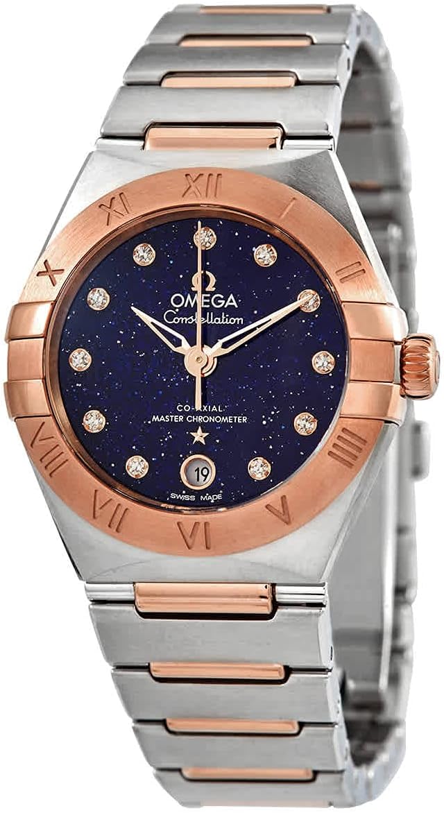 Omega Constellation Automatic Blue Aventurine Glass Diamond Dial Ladies Watch 131.20.29.20.53.002