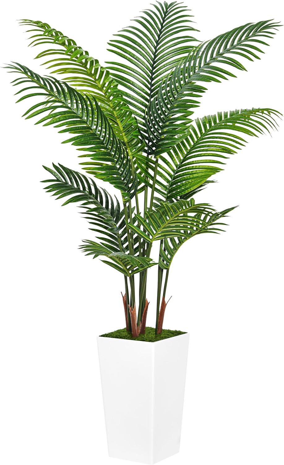 Artificial Palm Tree 5FT - Fake Tree with White Tall Planter - Faux Tropical Areca Floor Plant in Pot - Artificial Silk Plant for Home Office Living Room Decor Indoor