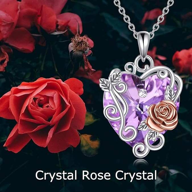 November birth month flower necklace Sterling silver heart shaped citrine exquisite chrysanthemum pendant necklace