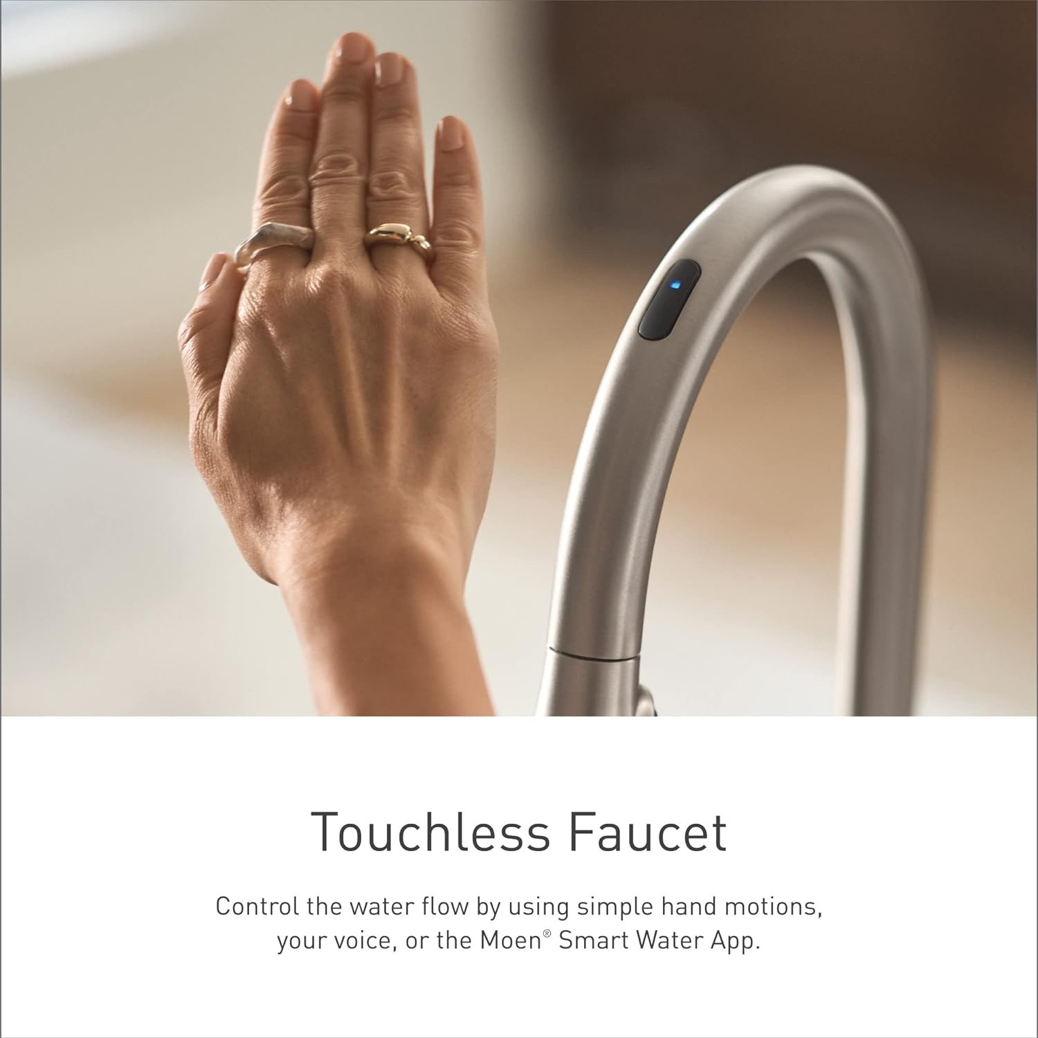 Moen Sleek Spot Resist Stainless Steel Single Handle Smart Touchless Kitchen Faucet Pull-Down Sprayer
